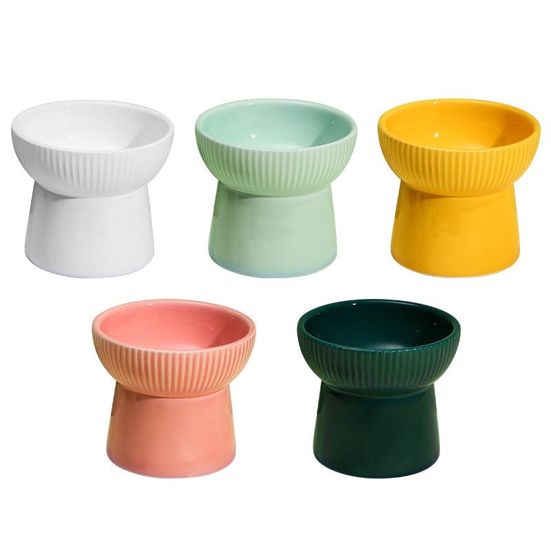 新款直销新款猫碗护颈网红陶瓷碗护颈防黑下巴水碗可爱猫盆宠物用