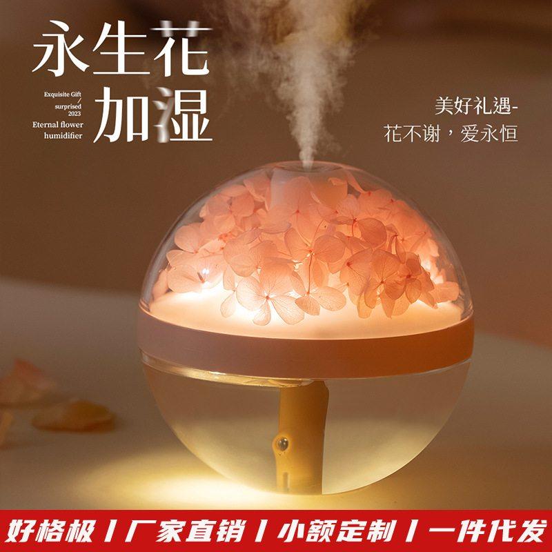 创意DIY永生花加湿器家用灯礼品氛围节日补水卧室仪加湿器床头