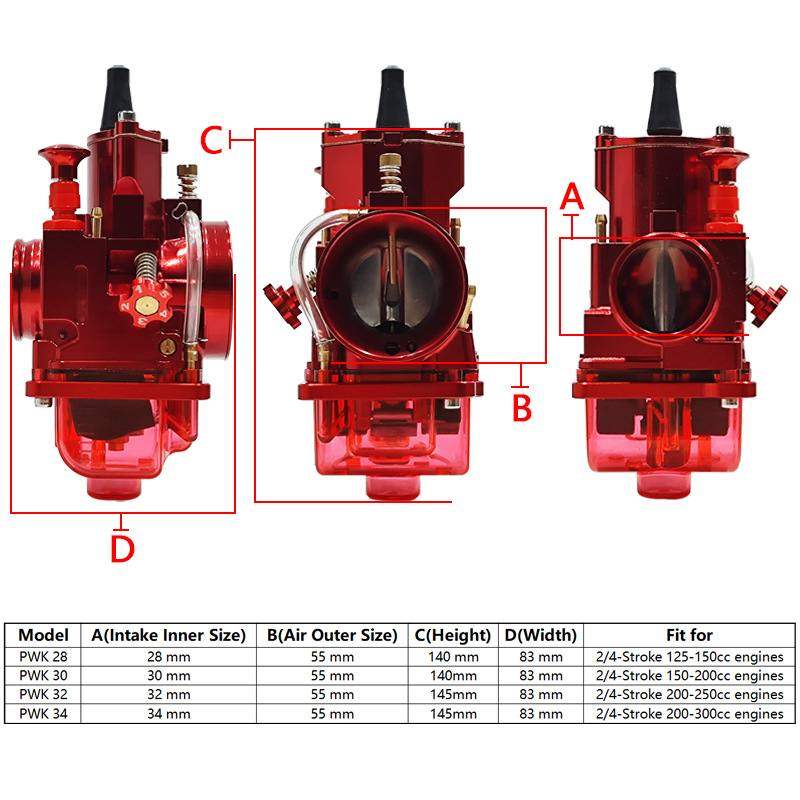 CNC一体化 PWK化油器 24 26 28 30 32 34mm改装化油器带修理包