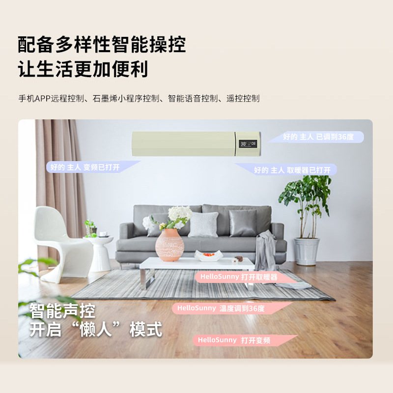 远红外取暖器壁挂大功率石墨烯电暖器速热暖气片温控即热式AI语音