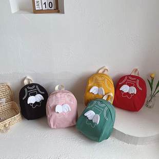新品 韩版儿童小包包卡通可爱小翅膀男女童双肩包轻便帆布宝宝出