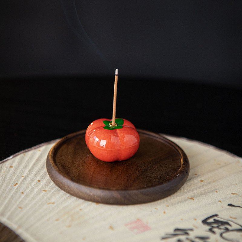 创意陶瓷小柿子线香炉香台茶室托香禅意大吉大利香香座插室内家用,家居饰品,香托/香盘/香座/香插,淘宝优惠券,粉丝福利购,淘宝优惠卷