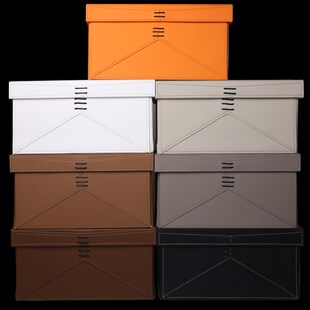 折叠结构绑绳子皮质收纳箱筐高定样板间衣帽间厅柜顶层整理柜储物