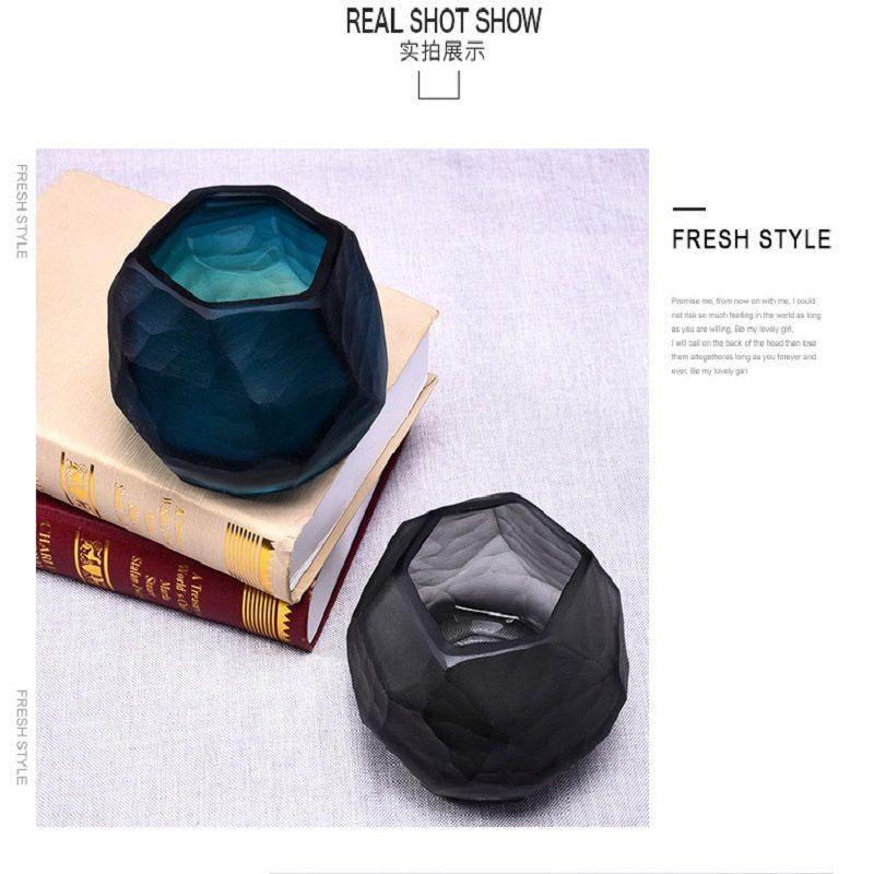 创意迷你磨刻玻璃花插摆件几何小玻璃欧式家用花盆花瓶工艺品