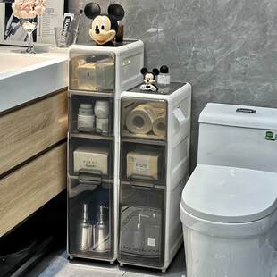 卫生间夹缝收纳柜浴室厕所马桶旁边置物架侧边柜厨房窄缝储物柜子
