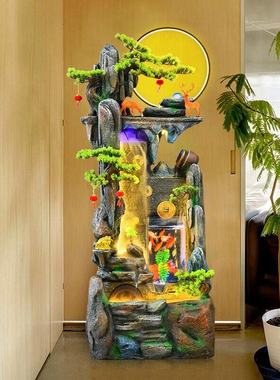 招财风水轮客厅办公室玄关假山循环流水生财鱼缸开业乔迁装饰摆件