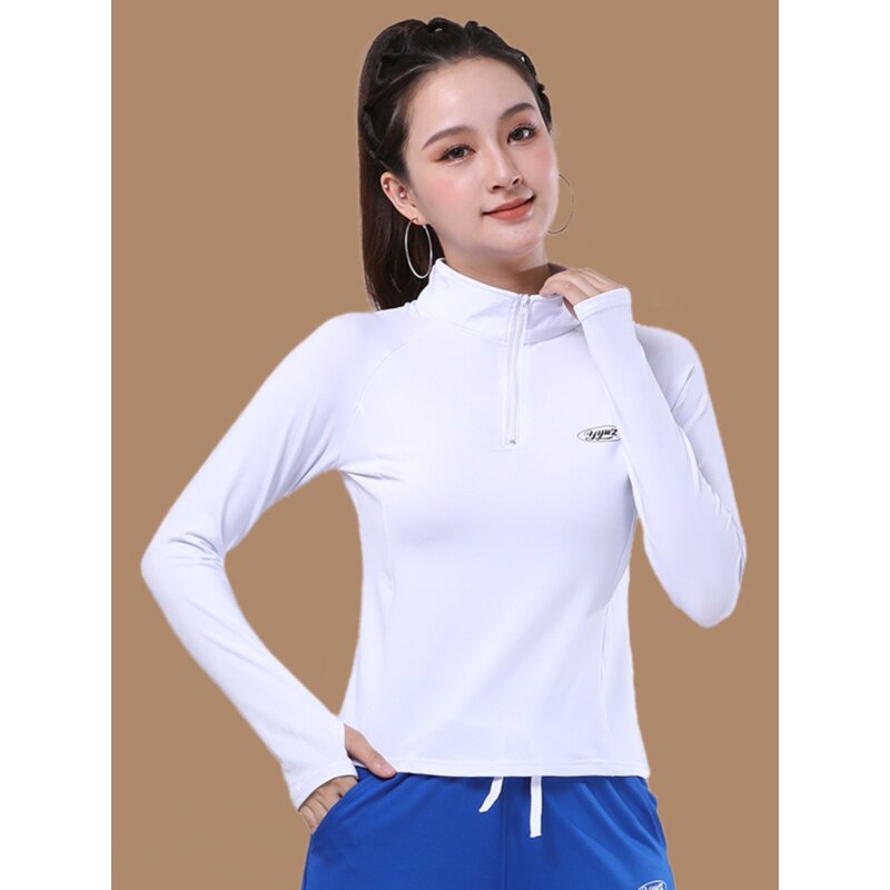 杨丽萍广场舞新款上衣女式立领长袖快干跑步服健美操舞蹈服瑜伽练