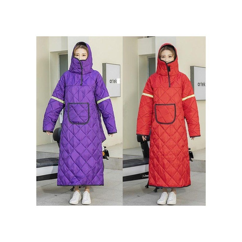 电动车挡风衣冬季加绒加厚加大防水防寒保暖电车长款女款骑车衣