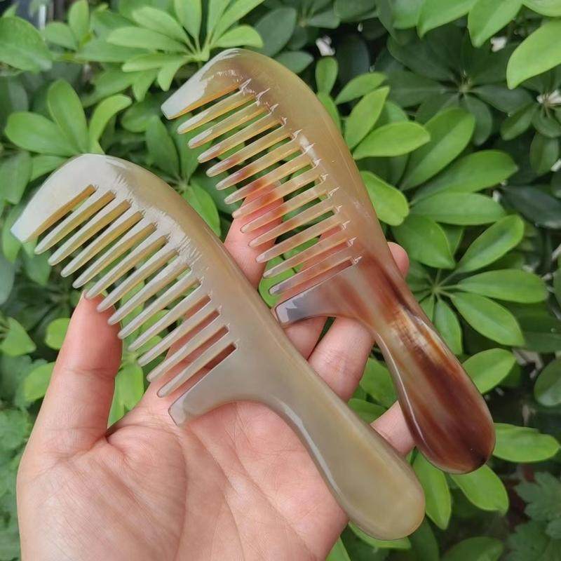 精品牛角梳白牦牛角按摩护发保健美发发大宽梳子梳顺圆润齿梳齿