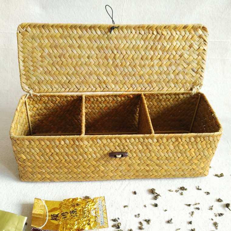 海草编织收纳盒分格带盖物化妆台整理置物筐箱包装礼盒现货批发储,收纳整理,化妆箱/盒,淘宝优惠券,粉丝福利购,淘宝优惠卷