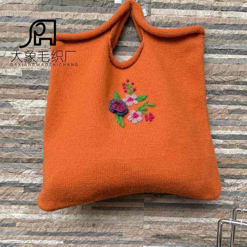 新品 2022手工针织购物袋女士编织单肩包森女系手提手绣包女,箱包皮具/热销女包/男包,腋下包,淘宝优惠券,粉丝福利购,淘宝优惠卷