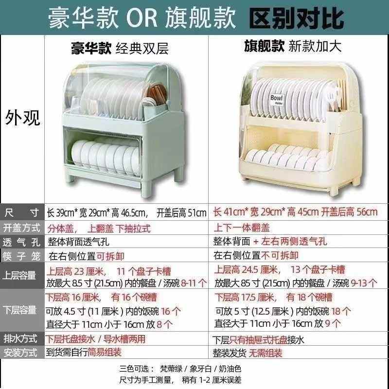 家用厨房双层碗柜碗筷收纳盒带碗碟架盖沥水置物架塑料碗装盘收纳,厨房/烹饪用具,碗架,淘宝优惠券,粉丝福利购,淘宝优惠卷