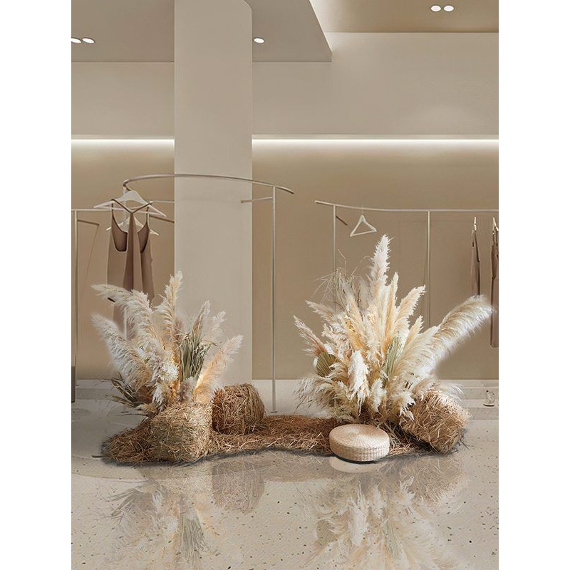仿真花摆件高端春季芦苇草造景女服装店橱窗装饰场景布置造景摆件