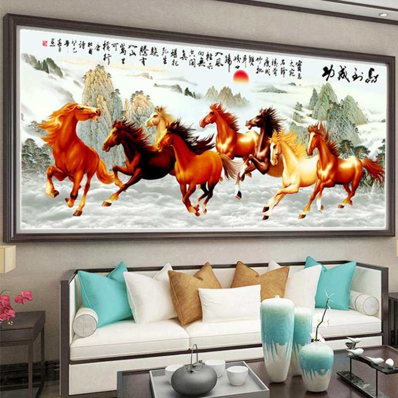5d钻石画2025年新款马到成功十字绣客厅八骏图满钻点贴钻砖石粘沾,居家布艺,钻石绣,淘宝优惠券,粉丝福利购,淘宝优惠卷