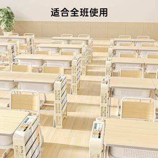 新款桌边书架可移动大容量多功能收纳滚轮置物架加厚落地式多层