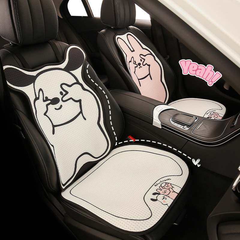 汽车坐垫蜂窝网布四季通用透气座椅网蛮可爱卡通红女神车用小腰垫