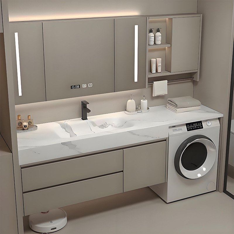 阳台洗衣机柜一体柜组合岩板陶瓷无缝一体盆浴室柜洗漱台组合定制,家装主材,浴室柜组合,淘宝优惠券,粉丝福利购,淘宝优惠卷