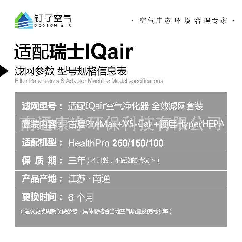 适配IQAir空气净化器滤芯HealthPro250/150/100套装 除尘除醛滤网
