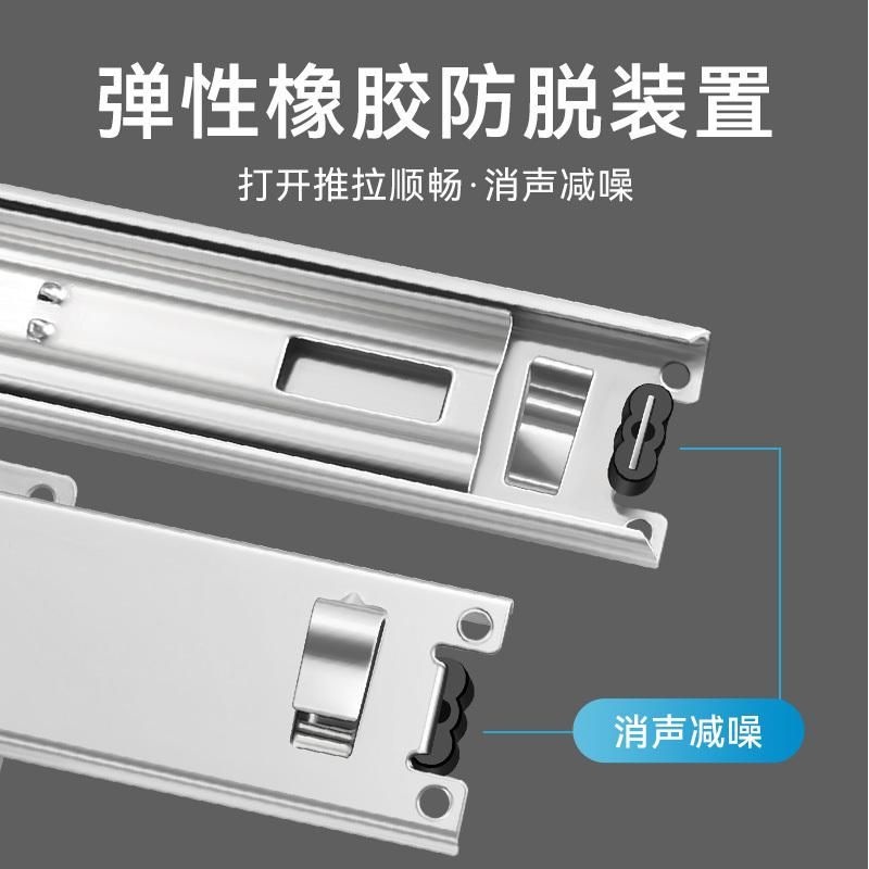 橱柜拉篮滑轨加厚轨道碗柜可调三节侧装滑道厨房碗篮抽屉专用导轨
