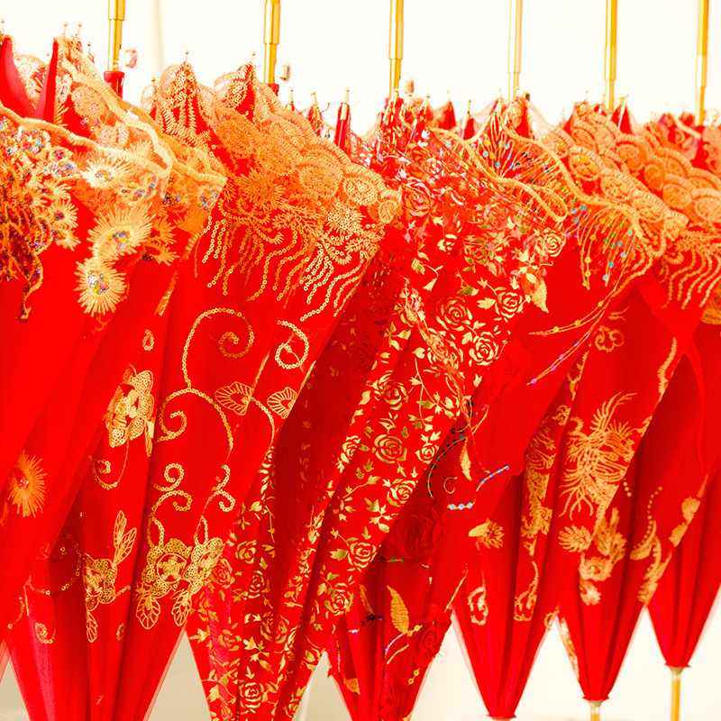 红伞婚庆结婚出嫁伞新娘复古刺绣长柄婚礼伞花边中式伞婚蕾丝雨伞,节庆用品/礼品,桌裙蓬蓬纱,淘宝优惠券,粉丝福利购,淘宝优惠卷