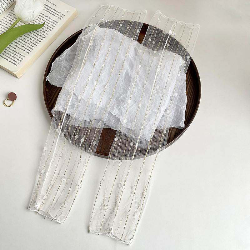 新品 冰丝防晒袖套夏季蕾丝网纱冰袖户外开车防晒遮阳护臂仙女雪