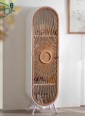 日式简约竹编拱形门立柜美式乡村白色铁艺多层陈列柜创意设计角柜