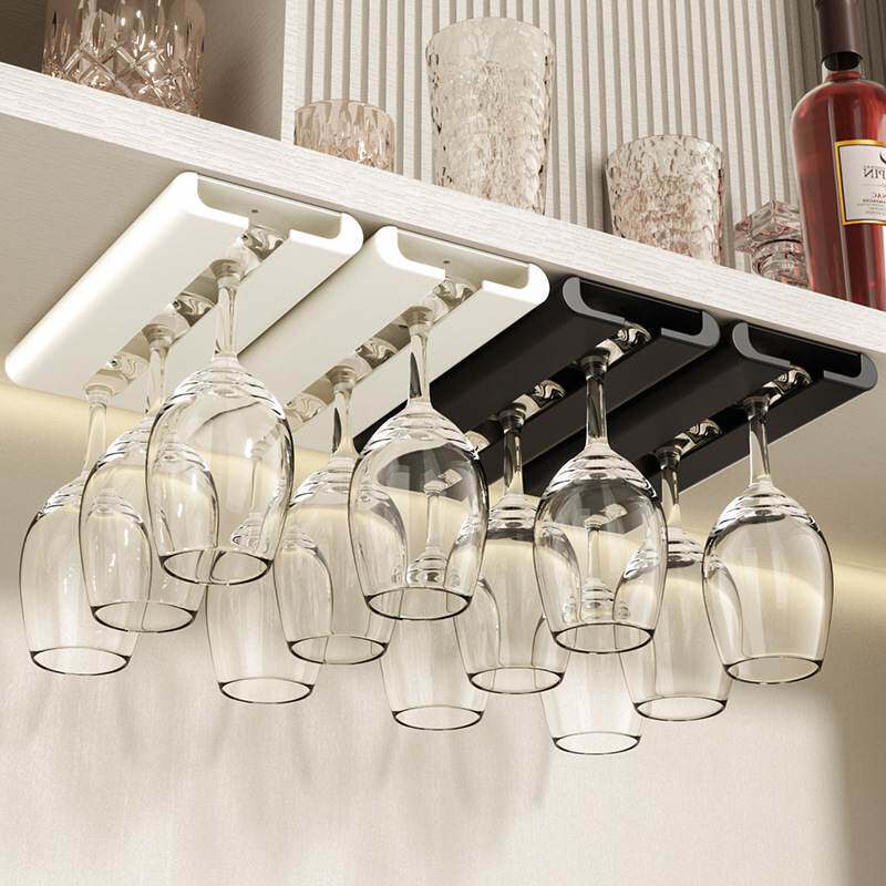 家用免打孔红酒杯架置物架红酒悬挂酒吧简约收纳倒挂式高脚杯架