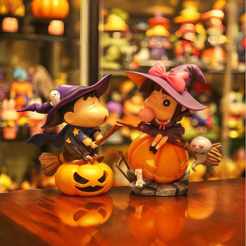 南瓜小夜灯蜡笔小新手办周边摆件家居装饰万圣节拍拍灯女生日礼物