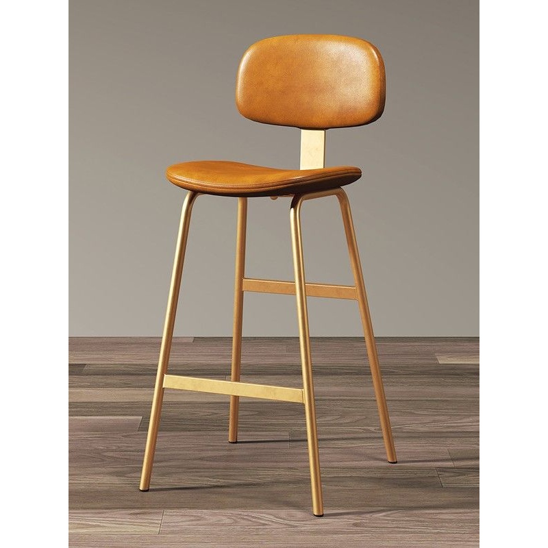 北欧复古吧台椅家用休闲高脚椅子铁脚凳咖啡厅简约酒吧高靠背椅艺