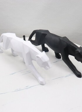 卧室装饰品家居装饰树脂工艺品创意切面摆件动物几何猎豹玄客厅