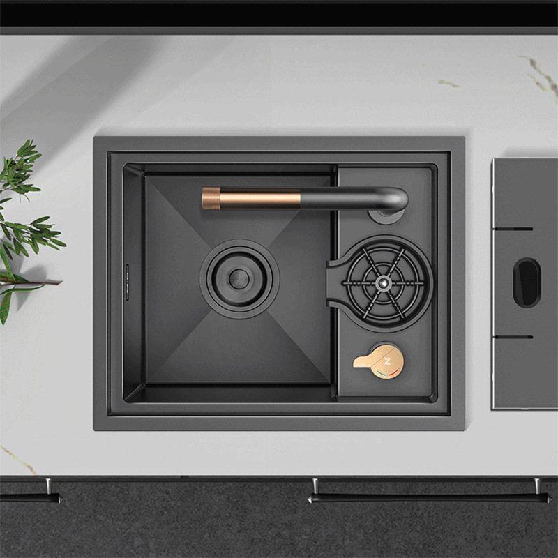 尼洛施厨房吧台水槽隐形洗菜盆不锈钢洗杯器单槽黑色纳米洗碗槽,家装主材,水槽单品,淘宝优惠券,粉丝福利购,淘宝优惠卷