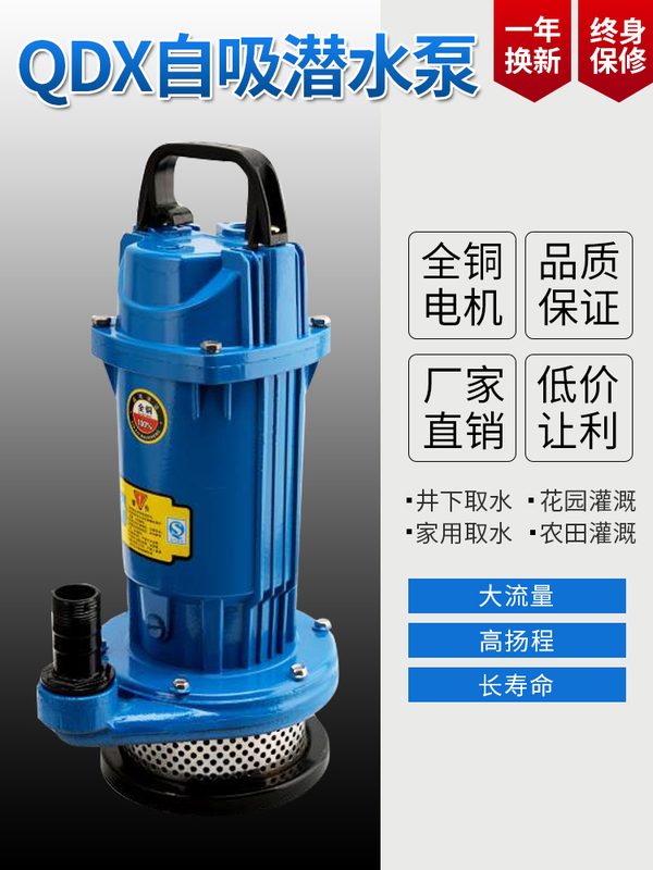 小型潜水泵220v家用清水自吸抽水机高扬程大流量农用灌溉排污380v