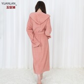 全棉毛巾料带帽浴袍纯棉吸水男士 情侣浴衣女酒店汗蒸服 加长加大款