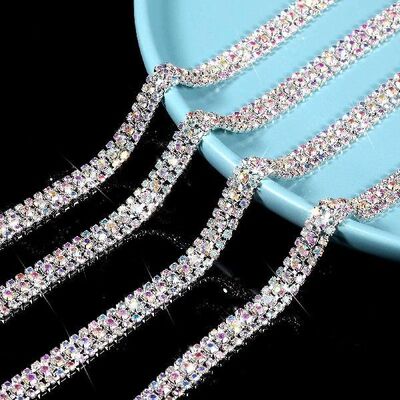 1 Yard Rhinestone Chains For Sewing 3 Rows Crystal Chain
