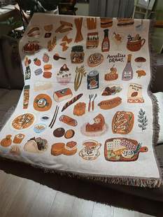 美式黄油面包线毯挂毯挂画挂布背景布高级感客厅沙发毯巾盖布盖毯