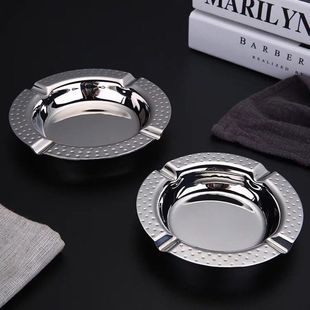圆形亮光不锈钢烟灰缸个性创意烟加厚酒店KTV酒吧成型盅客厅一体