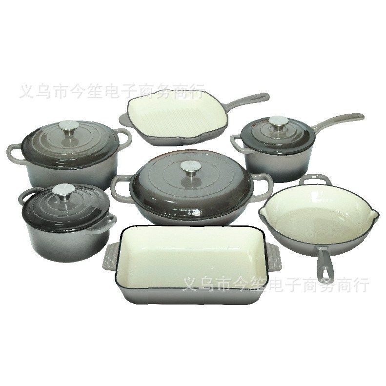 高端vmigo铸铁珐琅炊具套装汤锅炖锅海鲜平底锅组合7pcs珐琅锅,厨房/烹饪用具,锅组套装,淘宝优惠券,粉丝福利购,淘宝优惠卷