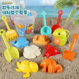 户外公园黄鸭子沙滩儿童沙沙滩铲子玩具玩恐龙海边组合套装挖沙桶