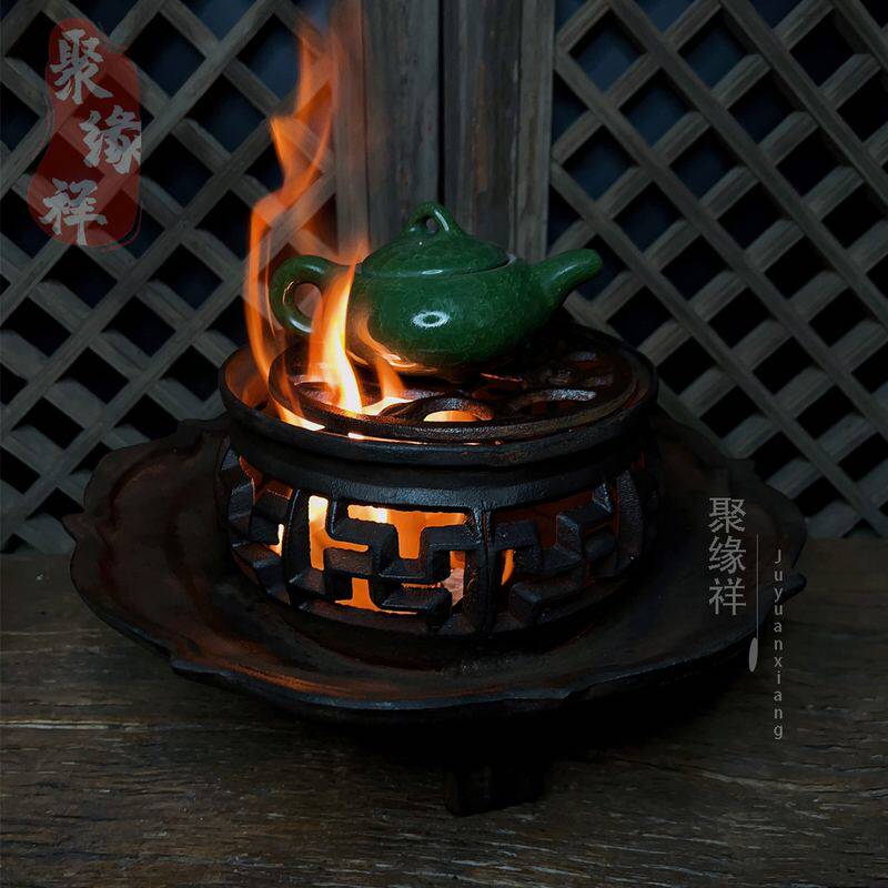 户外冬季制茶铁火坑采暖家用木炭炉茶室俱乐部暖酒炉露营式制茶炉