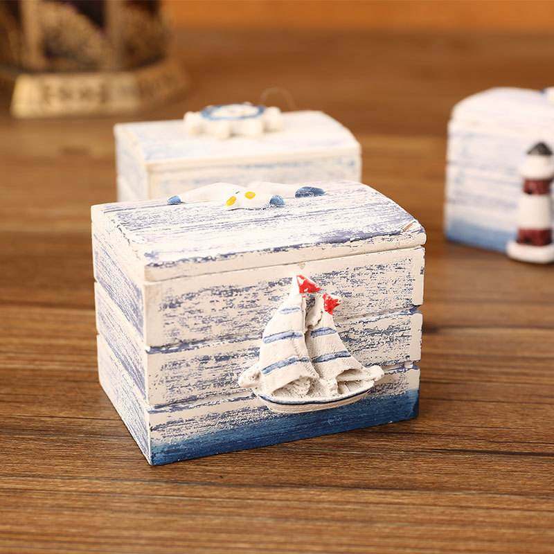 厂销批发地中海收纳盒桌面储包装盒木盒首饰盒子糖果木质物小喜盒