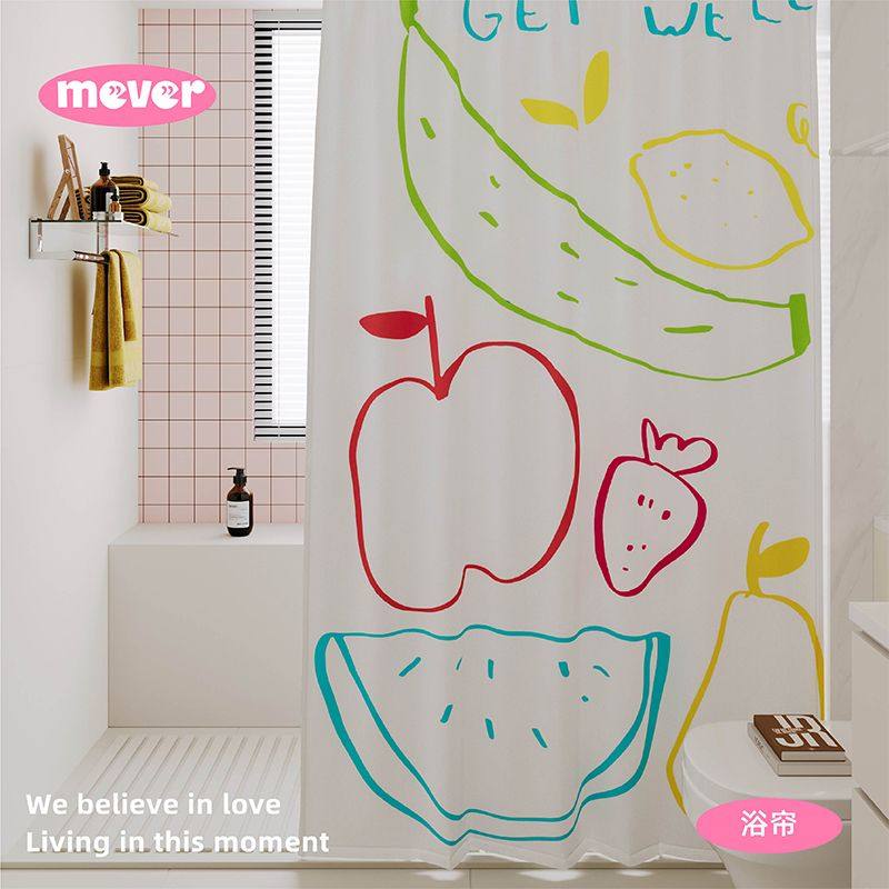 韩式线条浴帘防水防霉套装免打孔洗澡浴室卫生间隔断门帘布淋浴间,家庭/个人清洁工具,浴帘,淘宝优惠券,粉丝福利购,淘宝优惠卷