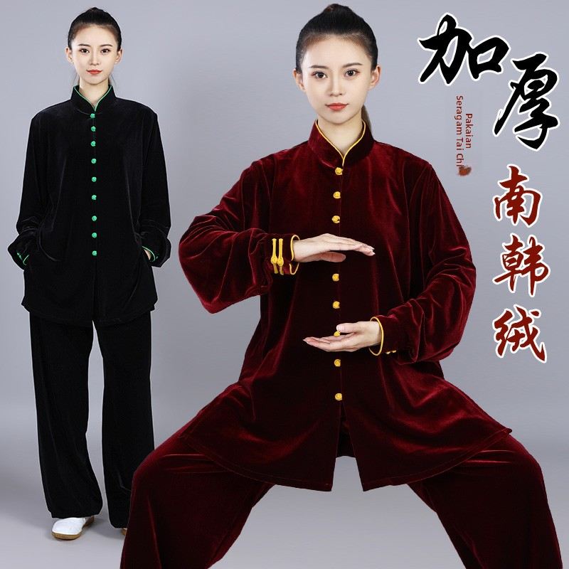 宏极金丝绒太极服女秋冬南韩绒2025新款晨练功服男武术太极拳表演