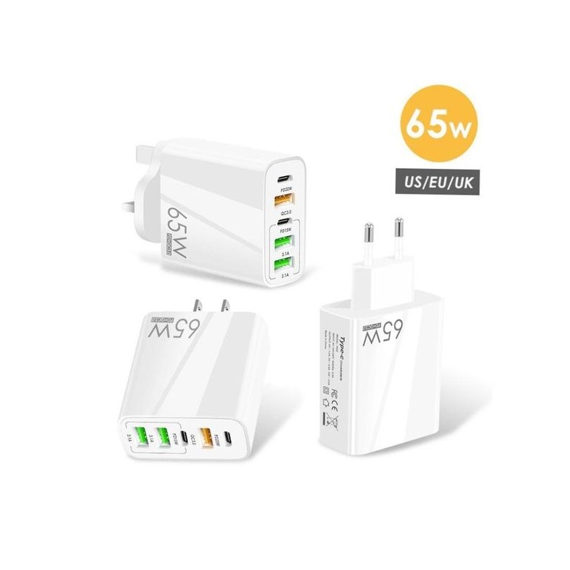 PD 65W 3USB TypeC quick charge adapter charger plug