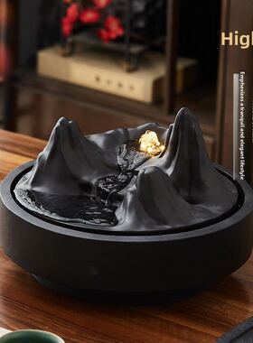 假山流水摆件循环水喷泉生财前台礼品创意茶室装饰办公室桌面客厅