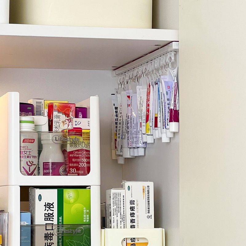 【收纳大法】药膏收纳神器悬挂式整理架涂抹乳膏储物夹抽拉滑轨杆