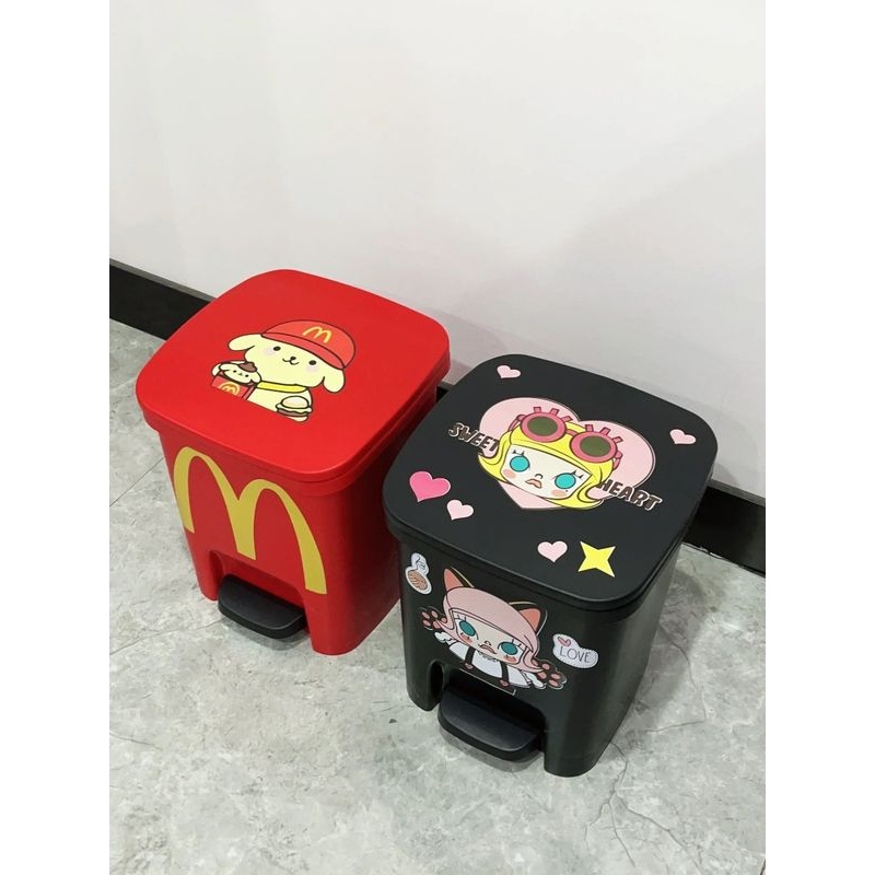 麦当劳垃圾桶脚踏式卡通大号容量创意家用卧室可爱带盖厕所卫生间