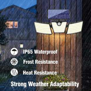 太阳能壁灯三头270°感应射灯防水庭院草坪三头门廊探照灯户外灯