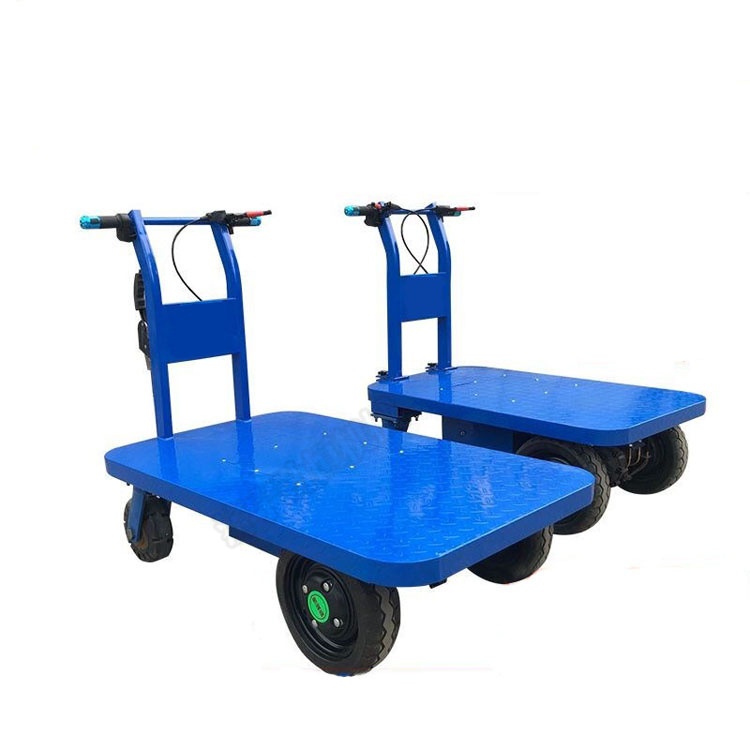 加厚钢板电动四轮手推车 家用货物搬运车 快递便携手拉运输车