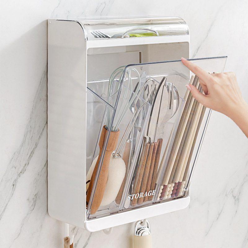 干燥筷子收纳盒壁挂式厨房筷子筒带置物架防霉笼筷盖沥水餐具防尘,餐饮具,筷子盒,淘宝优惠券,粉丝福利购,淘宝优惠卷