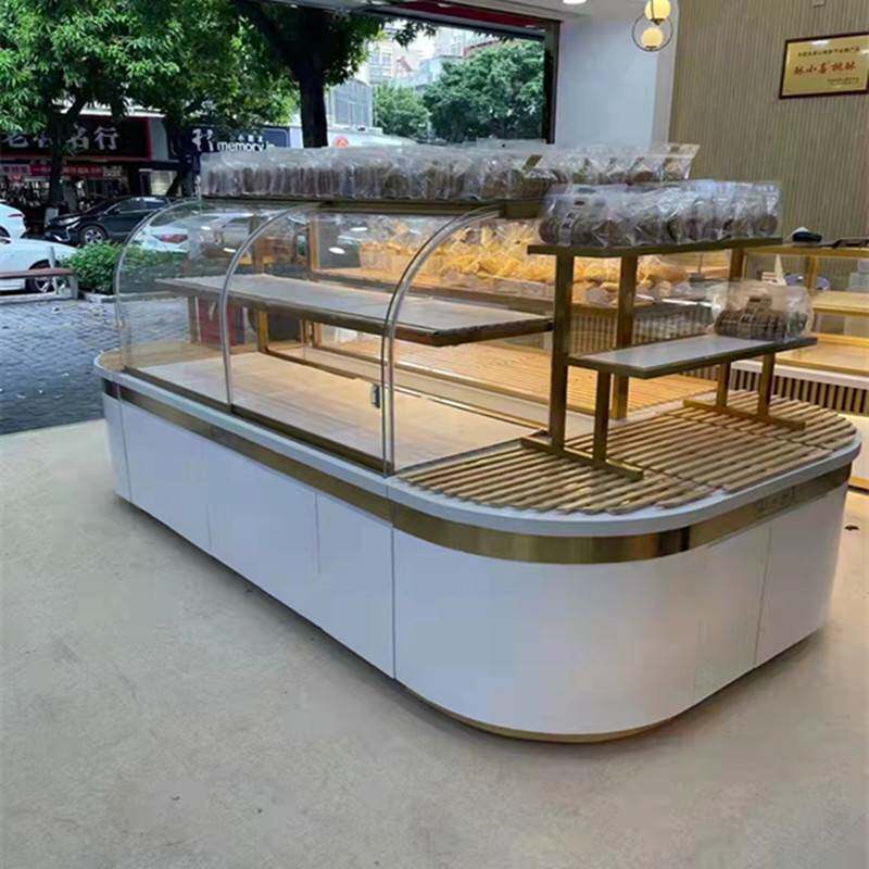弧形不锈钢面包展示柜日式蛋糕柜中岛柜台边柜餐盘架子商用货柜